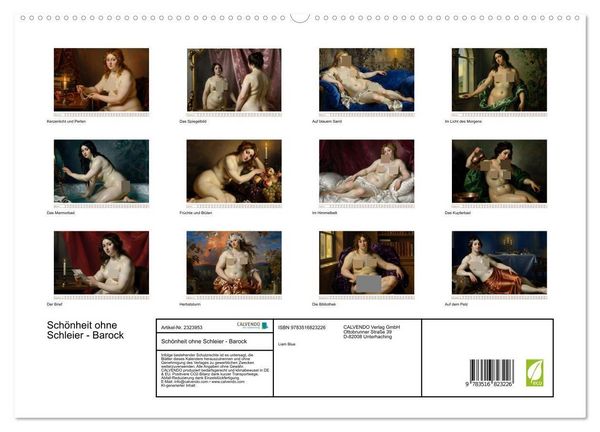 Produktbild: Sch&ouml;nheit ohne Schleier - Barock (hochwertiger Premium Wandkalender 2027 DIN A2 quer), Kunstdruck in Hochglanz