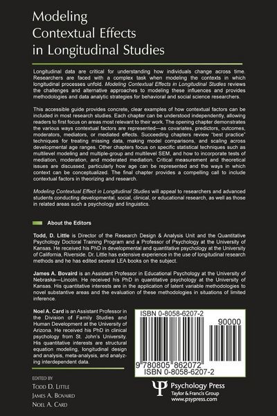 Produktbild: Modeling Contextual Effects in Longitudinal Studies