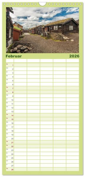 Produktbild: Familienplaner 2026 - Norwegen mit 5 Spalten (Wandkalender, 21 x 45 cm) CALVENDO
