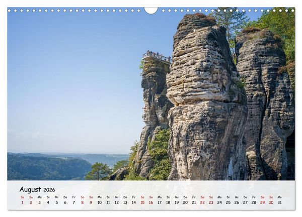 Produktbild: S&auml;chsische Schweiz - Beeindruckende Felsen und unber&uuml;hrte Natur (Wandkalender 2026 DIN A3 quer), CALVENDO Monatskalender