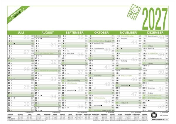 Produktbild: Arbeitstagekalender A4 Blauer Engel 2027