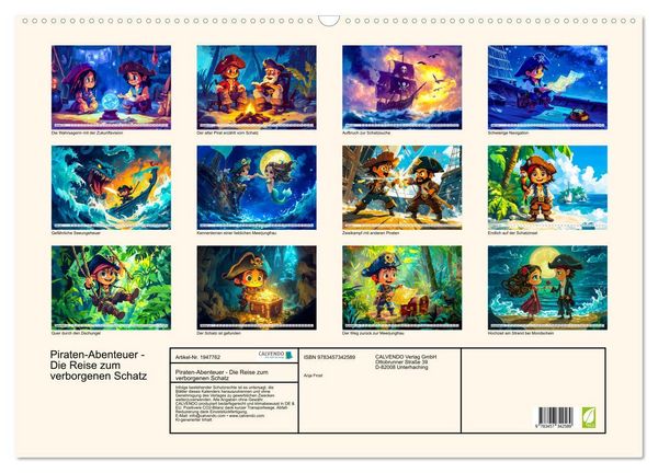 Produktbild: Piraten-Abenteuer - Die Reise zum verborgenen Schatz (Wandkalender 2026 DIN A2 quer), CALVENDO Monatskalender