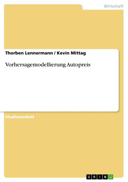 Produktbild: Vorhersagemodellierung Autopreis