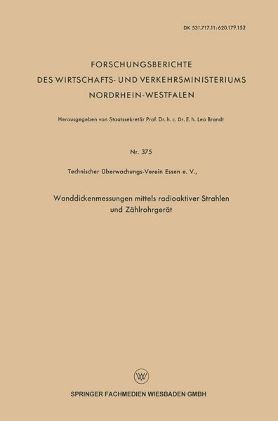 Produktbild: Wanddickenmessungen mittels radioaktiver Strahlen und Z&auml;hlrohrger&auml;t