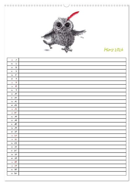 Produktbild: Tieronisch Eulen (Wandkalender 2026 DIN A2 hoch), CALVENDO Monatskalender