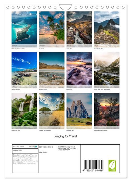 Produktbild: Longing for Travel (Wall Calendar 2026 DIN A4 portrait), CALVENDO 12 Month Wall Calendar