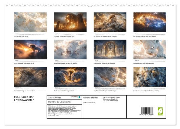 Produktbild: Die St&auml;rke der L&ouml;wenw&auml;chter (hochwertiger Premium Wandkalender 2026 DIN A2 quer), Kunstdruck in Hochglanz