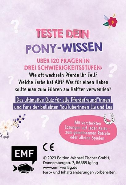 Produktbild: Kartenspiel: Das pferdestarke Quiz von den beliebten Social-Media-Stars Lia und Lea &ndash; # ponylife