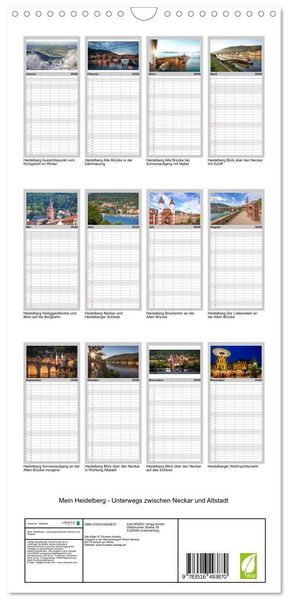 Produktbild: Familienplaner 2026 - Mein Heidelberg - Unterwegs zwischen Neckar und Altstadt mit 5 Spalten (Wandkalender, 21 x 45 cm) CALVENDO