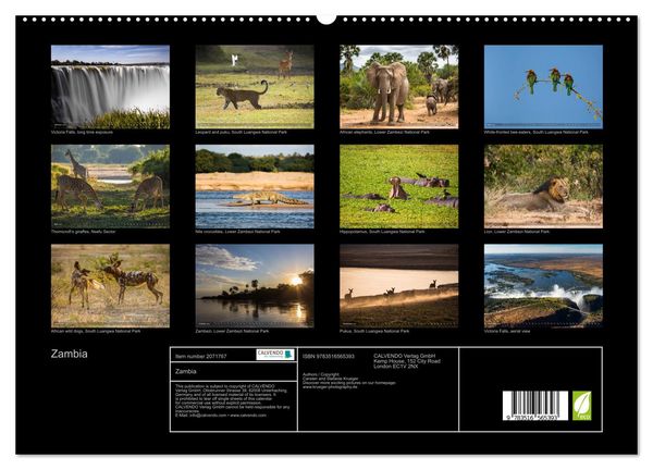 Produktbild: Zambia (High Quality Premium Wall Calendar 2026 DIN A2 landscape),CALVENDO 12 Month Wall Calendar