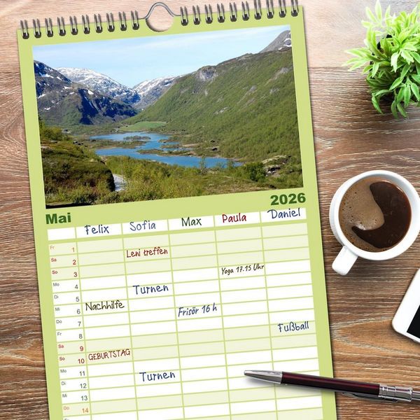 Produktbild: Familienplaner 2026 - SKANDINAVIEN mit 5 Spalten (Wandkalender, 21 x 45 cm) CALVENDO