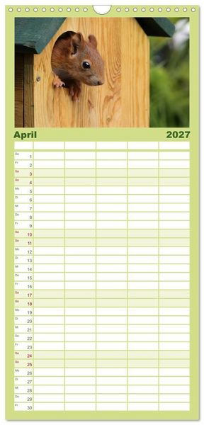 Produktbild: Familienplaner 2027 - Eichh&ouml;rnchen Kinder mit 5 Spalten (Wandkalender, 21 x 45 cm) CALVENDO