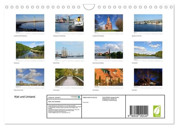 Produktbild: Kiel und Umland (Wandkalender 2026 DIN A4 quer), CALVENDO Monatskalender