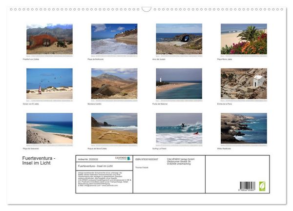 Produktbild: Fuerteventura - Insel im Licht (Wandkalender 2026 DIN A2 quer), CALVENDO Monatskalender