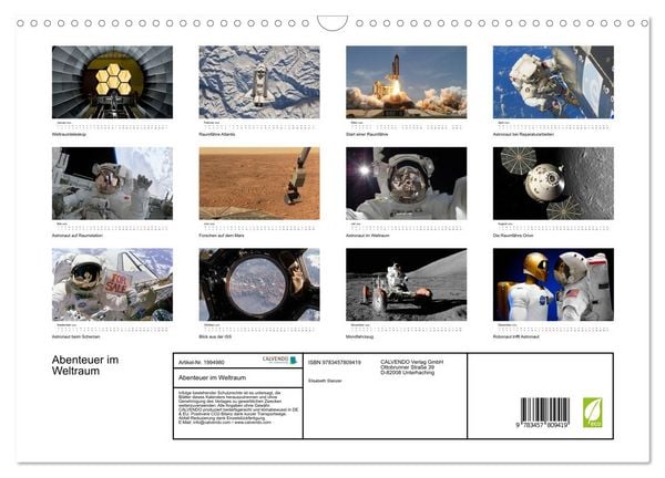 Produktbild: Abenteuer im Weltraum (Wandkalender 2026 DIN A3 quer), CALVENDO Monatskalender