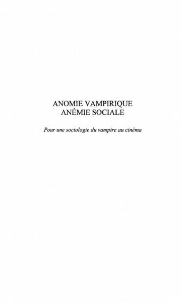 Produktbild: Anomie vampirique anemie sociale