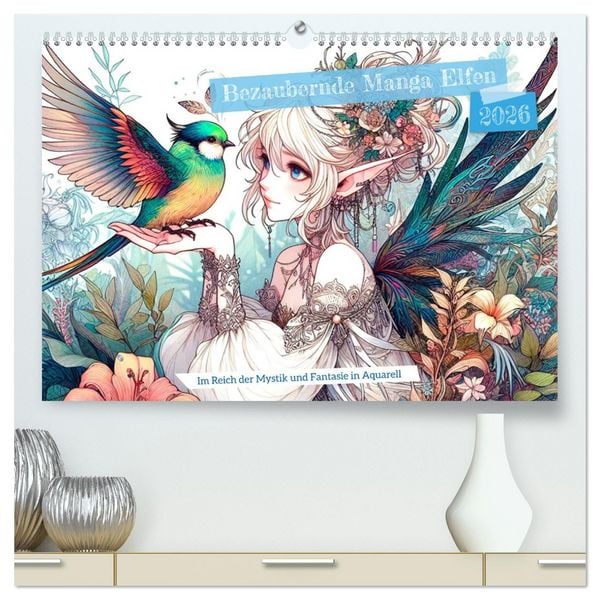 Produktbild: Bezaubernde Manga Elfen (hochwertiger Premium Wandkalender 2026 DIN A2 quer), Kunstdruck in Hochglanz