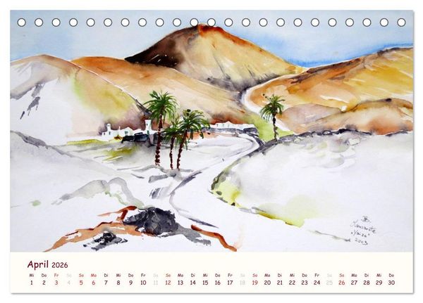 Produktbild: Lanzarote und Teneriffa - Aquarelle (Tischkalender 2026 DIN A5 quer), CALVENDO Monatskalender