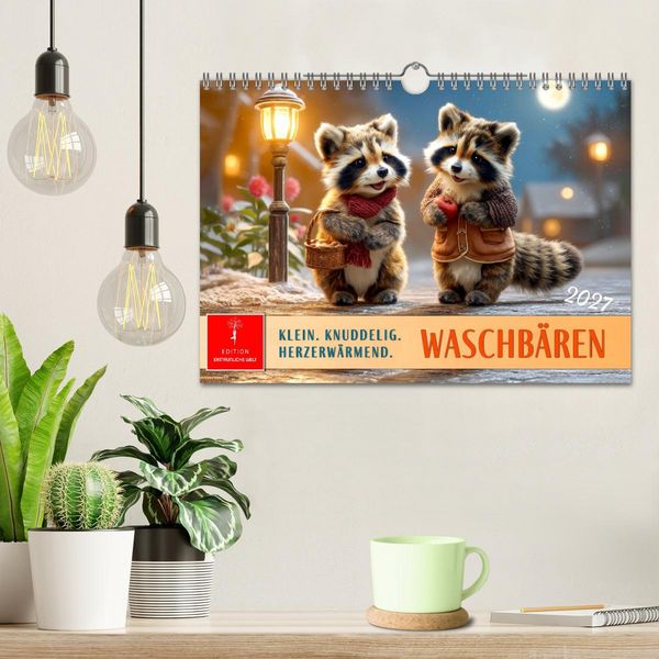 Produktbild: Waschb&auml;ren - Klein. Knuddelig. Herzerw&auml;rmend. (Wandkalender 2027 DIN A4 quer), CALVENDO Monatskalender