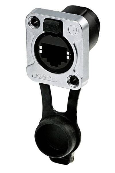 Rean AV RJ45 Durchgangs-Einbaubuchse, IP65, schwarz verchromtes D-Gehäuse RRE8F-Z-001-1 Buchse, gerade 1 St.