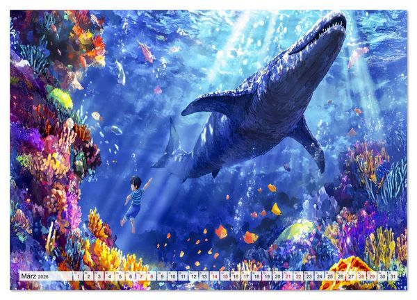 Produktbild: Abenteuer mit Dinosauriern - Tolle Dino-Freunde f&uuml;r das Jahr (Wandkalender 2026 DIN A3 quer), CALVENDO Monatskalender