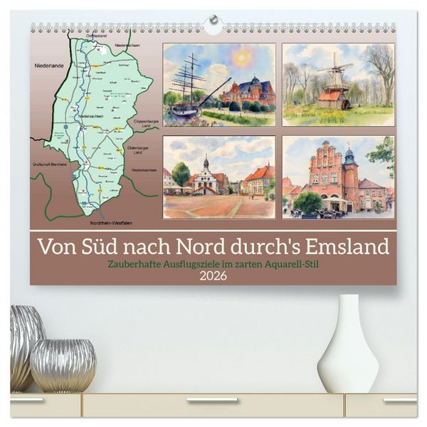 Produktbild: Von S&uuml;d nach Nord durch's Emsland (hochwertiger Premium Wandkalender 2026 DIN A2 quer), Kunstdruck in Hochglanz