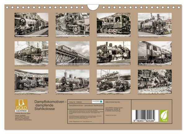 Produktbild: Dampflokomotiven - dampfende Stahlkolosse (Wandkalender 2026 DIN A4 quer), CALVENDO Monatskalender