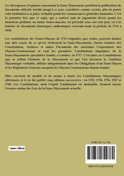 Produktbild: Constitutions de l'ancienne confr&eacute;rie