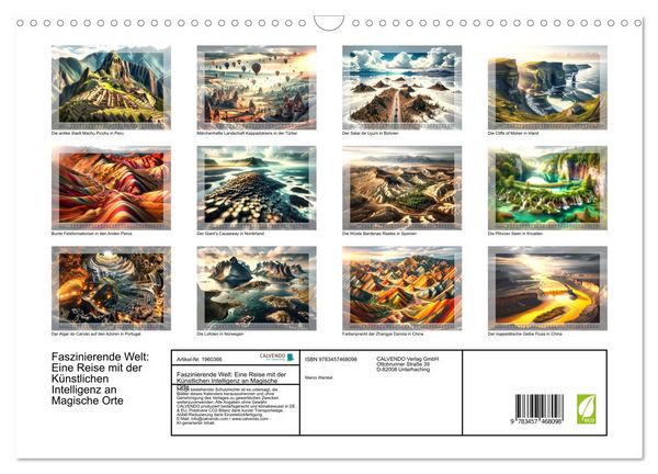 Produktbild: Faszinierende Welt: Eine Reise mit der K&uuml;nstlichen Intelligenz an Magische Orte (Wandkalender 2026 DIN A3 quer), CALVENDO Monatskalender