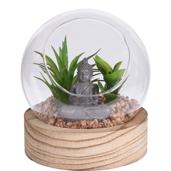 Produktbild: HTI-Living DEKO PFLANZE IN GLASKUGEL MIT STEINEN UND BUDDHA