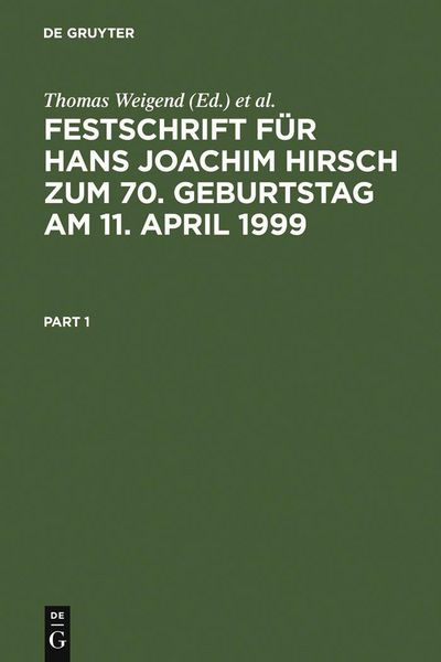 Produktbild: Festschrift f&uuml;r Hans Joachim Hirsch zum 70.Geburtstag am 11.April 1999