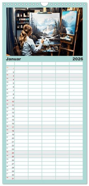 Produktbild: Familienplaner 2026 - Erlebe mit mir die bunte Welt der Kreativit&auml;t mit 5 Spalten (Wandkalender, 21 x 45 cm) CALVENDO