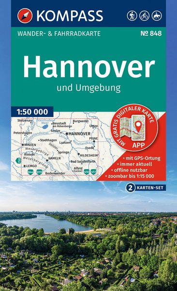 Produktbild: KOMPASS Wanderkarten-Set 848 Hannover und Umgebung (2 Karten) 1:50.000