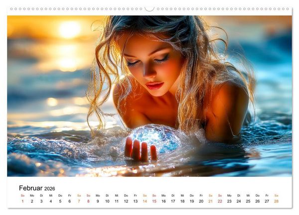 Produktbild: Geheimnisvolle Meerjungfrau (hochwertiger Premium Wandkalender 2026 DIN A2 quer), Kunstdruck in Hochglanz