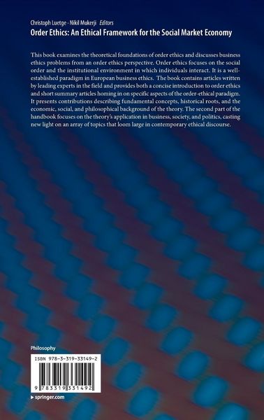 Produktbild: Order Ethics: An Ethical Framework for the Social Market Economy
