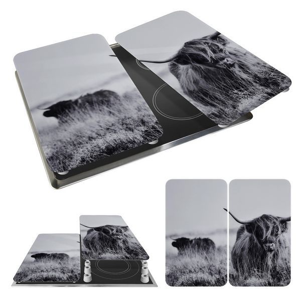 Produktbild: Herdabdeckplatte Universal Mod. Highland Cattle, 2er Set, f&uuml;r alle Herdarten geeignet