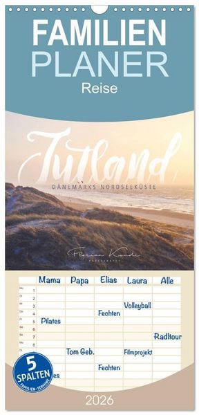 Produktbild: Familienplaner 2026 - Jutland - D&auml;nemarks Nordseek&uuml;ste mit 5 Spalten (Wandkalender, 21 x 45 cm) CALVENDO