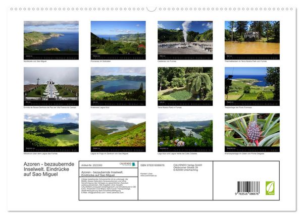 Produktbild: Azoren - bezaubernde Inselwelt. Eindr&uuml;cke auf Sao Miguel (hochwertiger Premium Wandkalender 2026 DIN A2 quer), Kunstdruck in Hochglanz