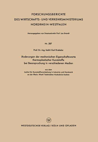 Produktbild: &Auml;nderungen der mechanischen Eigenschaftswerte thermoplastischer Kunststoffe bei Beanspruchung in verschiedenen Medien