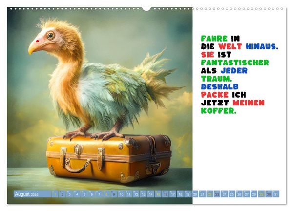 Produktbild: Vogelspr&uuml;che - Humor (hochwertiger Premium Wandkalender 2026 DIN A2 quer), Kunstdruck in Hochglanz