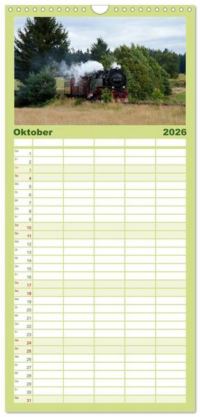 Produktbild: Familienplaner 2026 - Dampferlebnis im Harz mit 5 Spalten (Wandkalender, 21 x 45 cm) CALVENDO
