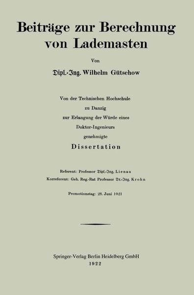 Produktbild: Beitr&auml;ge zur Berechnung von Lademasten
