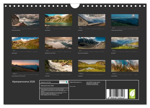 Produktbild: Alpenpanorama 2026 (Wandkalender 2026 DIN A4 quer), CALVENDO Monatskalender