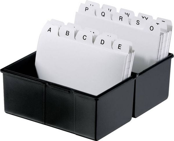 Produktbild: HAN 977-13 Karteibox Schwarz max. Anzahl der Karten: 300 Karten DIN A7 quer Stahlscharnier, Deckel als zus&auml;tzlicher Trog nutzbar