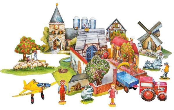 Produktbild: Unser Dorf basteln Bastelbogen Ausschneidebogen f&uuml;r Kinder 7+