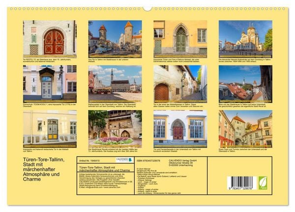 Produktbild: T&uuml;ren-Tore-Tallinn, Stadt mit m&auml;rchenhafter Atmosph&auml;re und Charme (hochwertiger Premium Wandkalender 2026 DIN A2 quer), Kunstdruck in Hochglanz