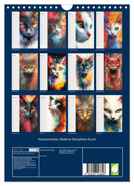 Produktbild: Katzenportraits. Moderne Samtpfoten-Kunst (Wandkalender 2026 DIN A4 hoch), CALVENDO Monatskalender