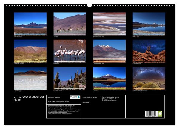 Produktbild: ATACAMA Wunder der Natur (Wandkalender 2026 DIN A2 quer), CALVENDO Monatskalender