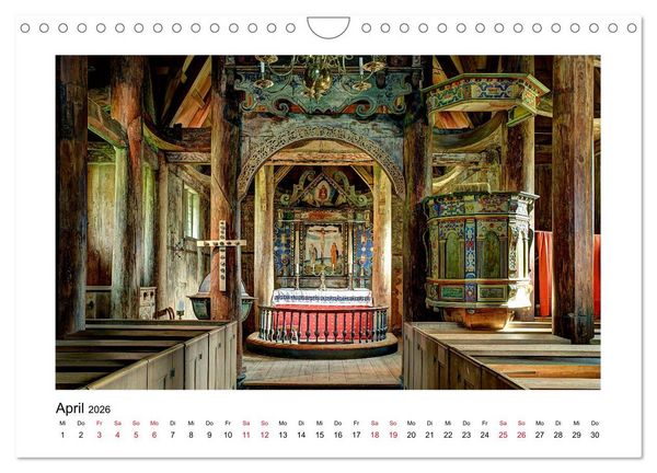 Produktbild: Stabkirchen Norwegens - Mittelalterliche Mystik in Holz (Wandkalender 2026 DIN A4 quer), CALVENDO Monatskalender