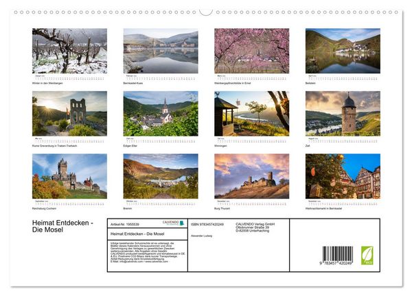 Produktbild: Heimat Entdecken - Die Mosel (hochwertiger Premium Wandkalender 2026 DIN A2 quer), Kunstdruck in Hochglanz